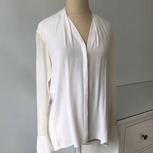 Helmut Lang White Morse Drape Shirt Blouse